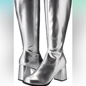 Silver go go boot